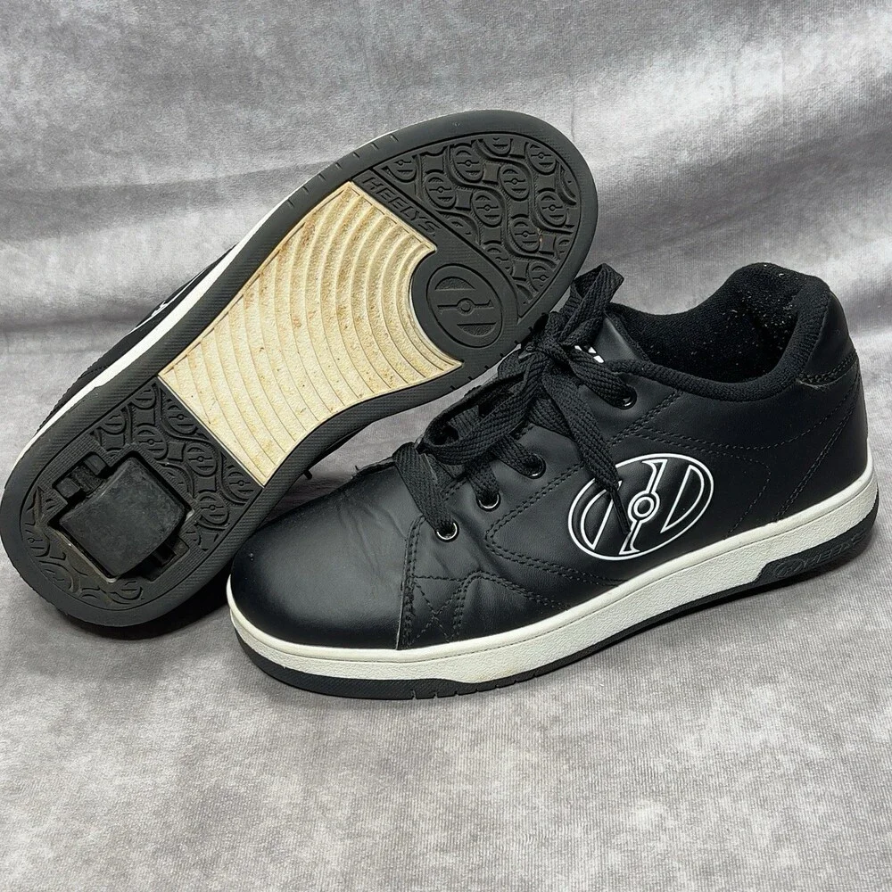 Heelys Roller Shoes Youth Size 7 Black White Skate Sneakers HES10449
